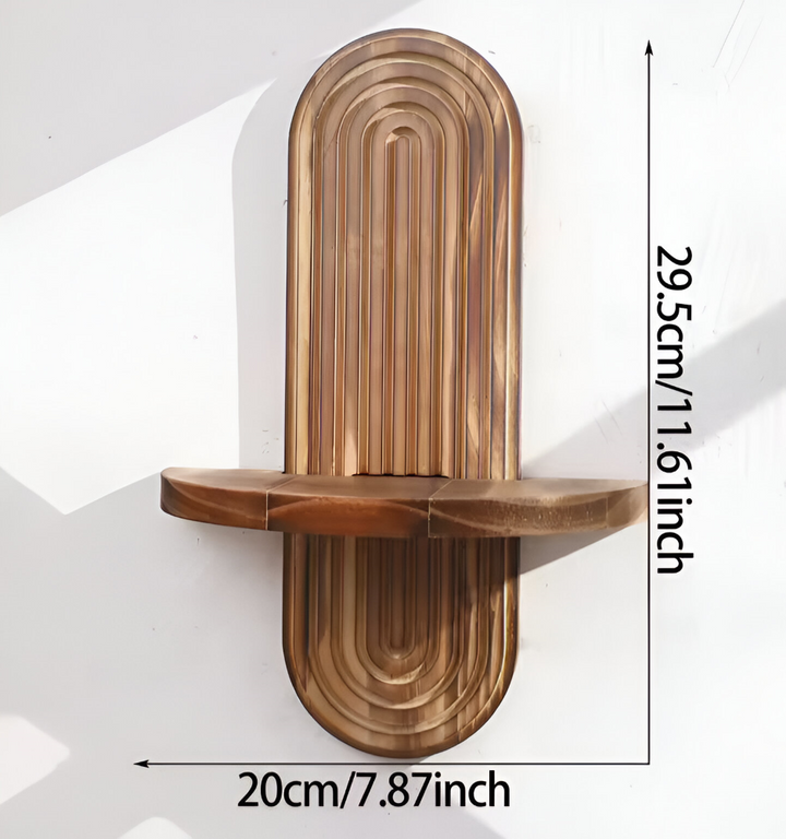 Étagère murale ovale en bois rustique. Design géométrique, accessoire maison clé pour un salon stylé.