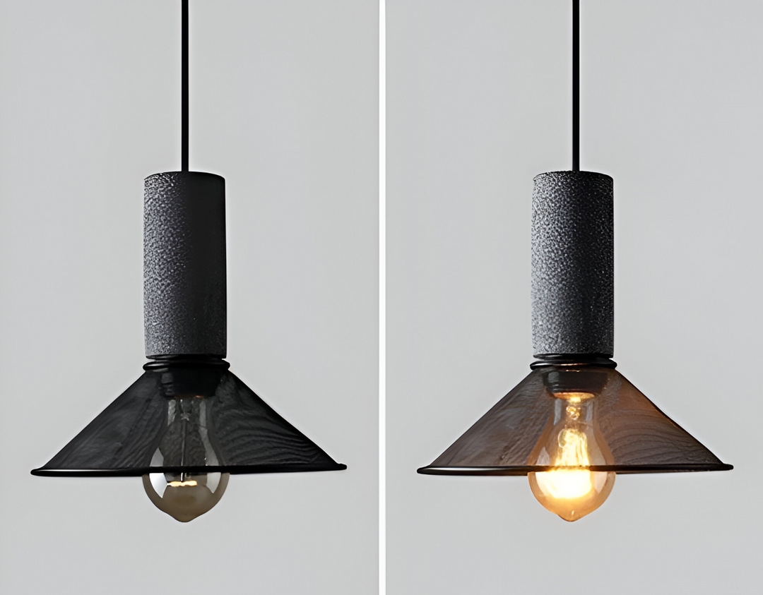 Lampe à pendule style usine, éclairage industriel vintage, déco maison originale et tendance.
