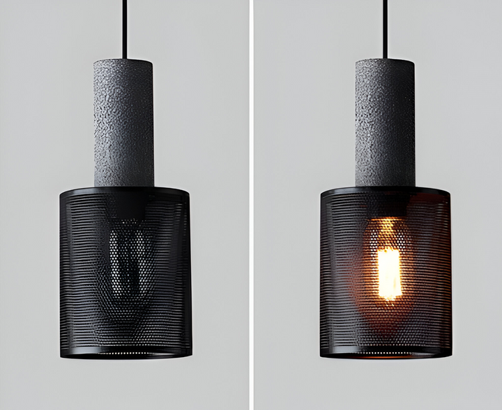 Luminaire suspendu rustique, abat-jour en métal, crée une atmosphère accueillante et stylée.