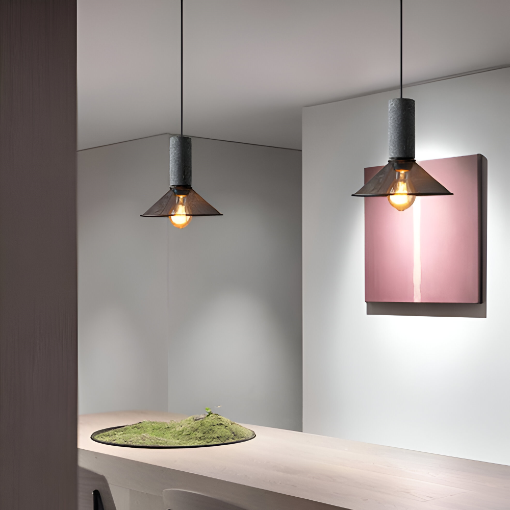 Pendentif industriel en fer forgé noir, lumière de plafond pour salon ou salle à manger.