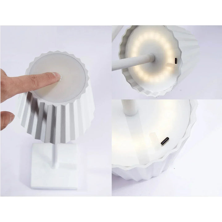 Design scandinave: Lampe de table LED sans fil tactile, dimmable. Idéale pour ambiance intérieure ou extérieure.