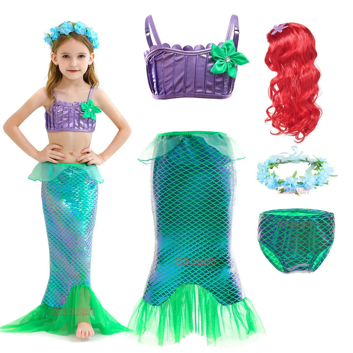 Déguisement de sirène scintillant pour fille, parfait pour carnaval, fêtes et cosplay. Robe princesse enfant.