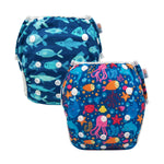 Bleu Foncé & Pois Multicolores