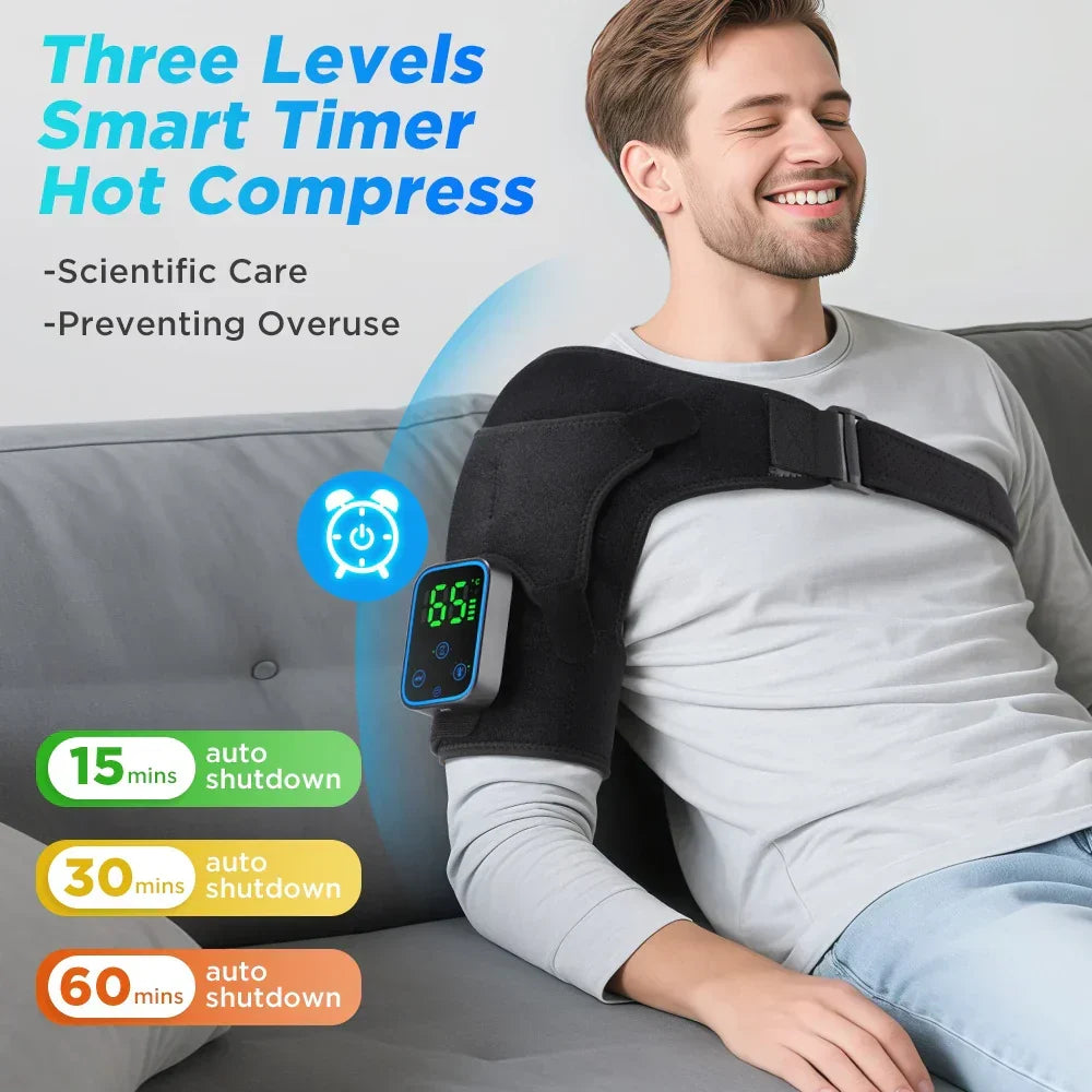 Appareil de massage portable chauffant pour épaules, coudes, genoux. Soulagement électrique des douleurs articulaires.