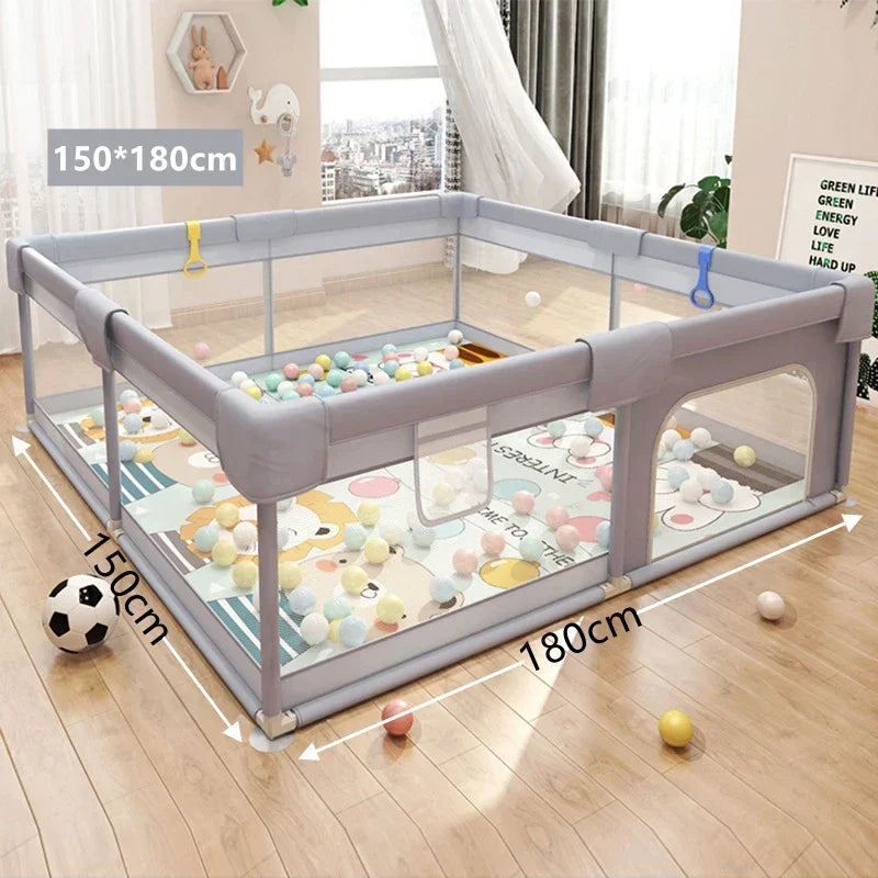 Aire de jeu évolutive, parc bébé facile à monter, offre sécurité et éveil pour les tout-petits.
