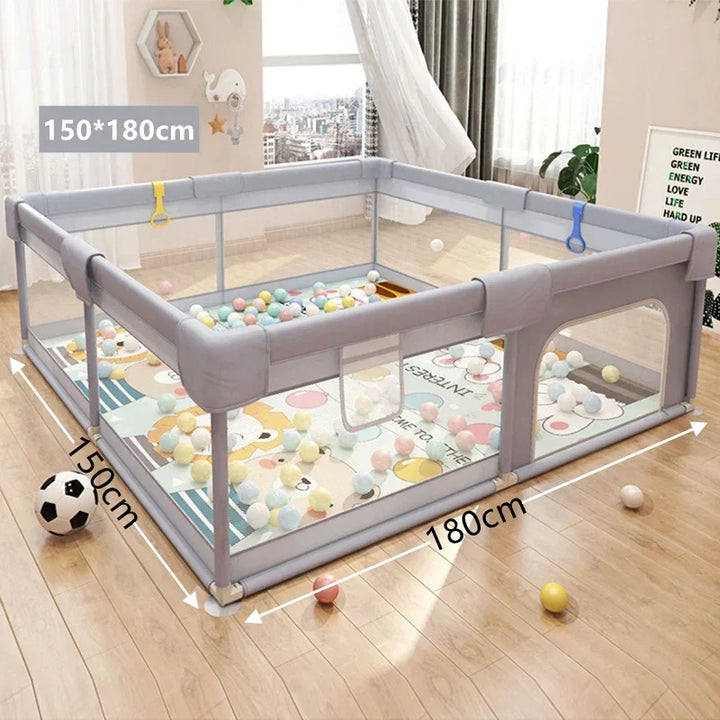 Aire de jeu évolutive, parc bébé facile à monter, offre sécurité et éveil pour les tout-petits.
