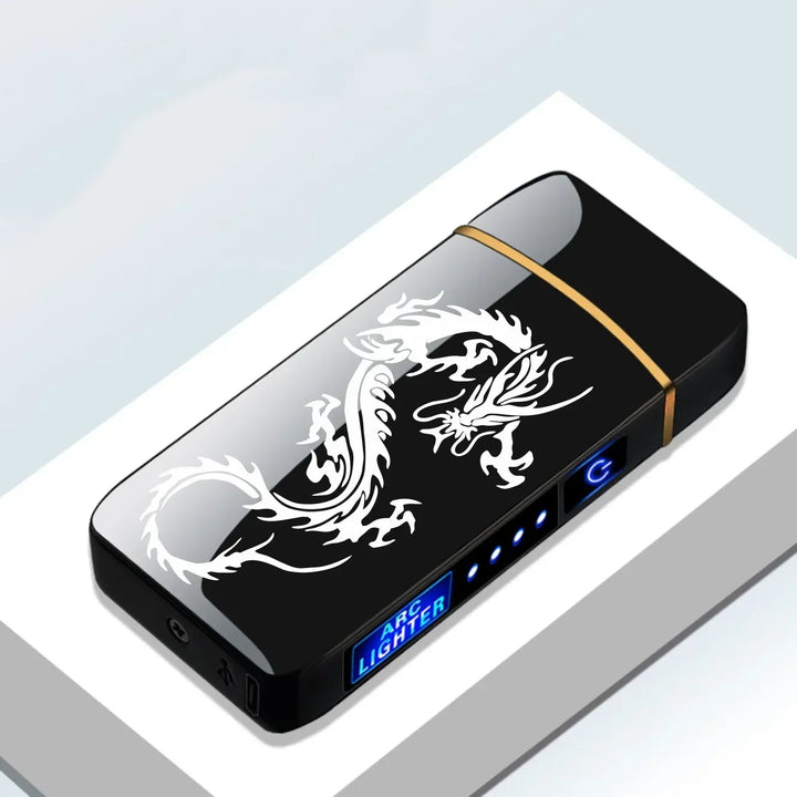 Briquet plasma USB allumant bougie en extérieur, résistant au vent, écologique.