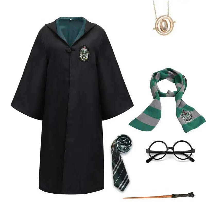 Tissu de la robe de sorcier Harry Potter Poudlard, haute qualité, avec détails de couture et écusson.