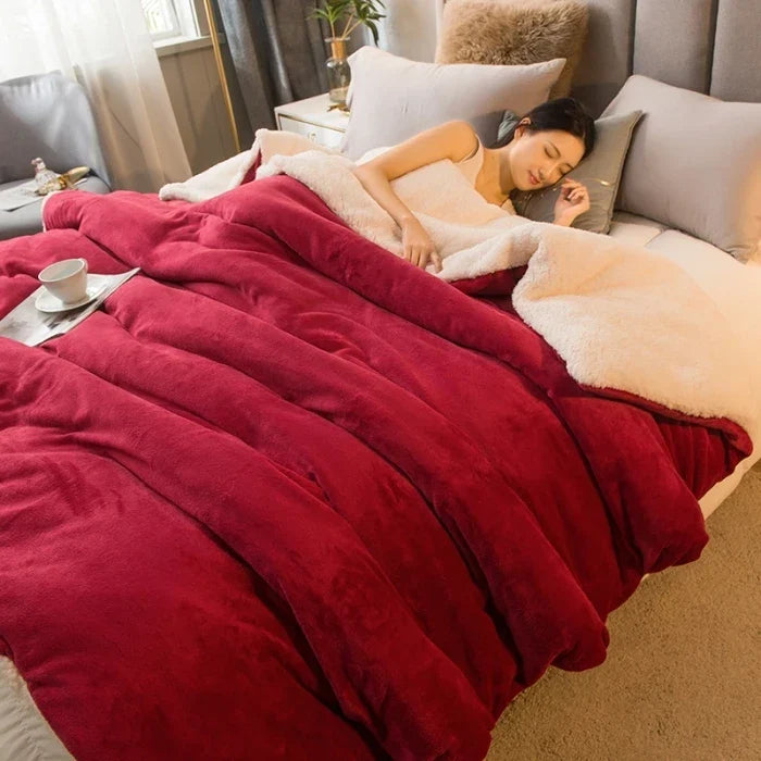 Housse de couette polaire familiale, réversible et chaude pour des nuits paisibles et douces.