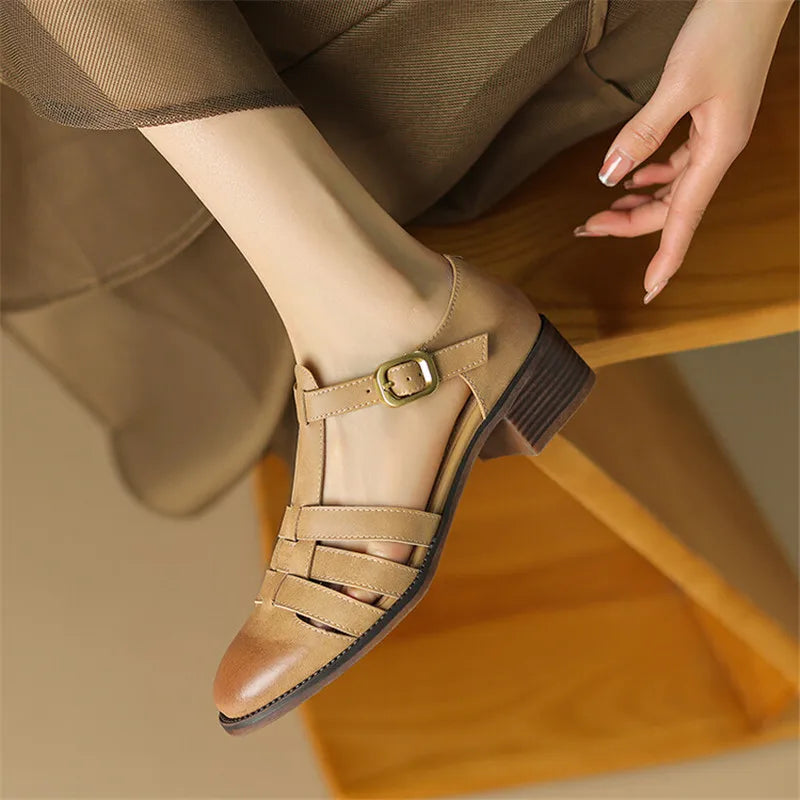 Sandales femmes Palynne confortables et élégantes, bout rond, talon épais. Parfaites pour le printemps.