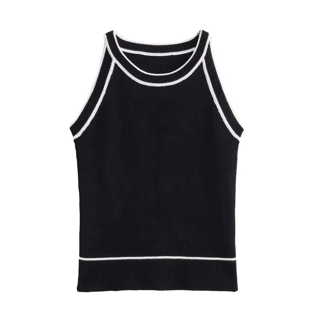 Débardeur noir ajusté Florie pour femme, sans manches, élégant et confortable, idéal pour l'été.