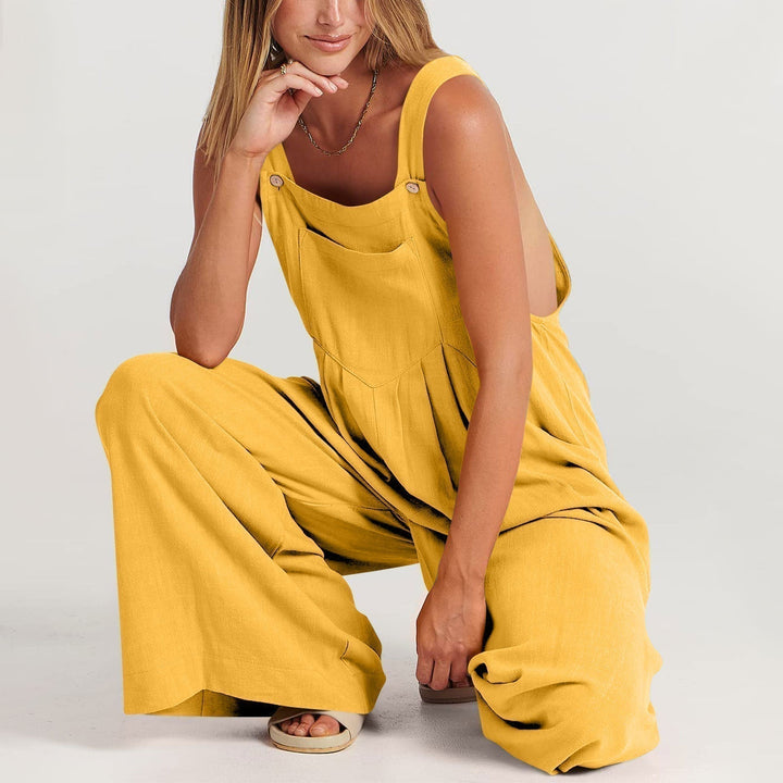 Combinaison salopette ample portée, look décontracté chic printanier. Confortable et stylée pour femme.