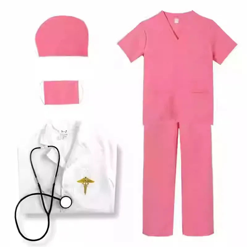 Joli déguisement enfant docteur-infirmière pour fille et garçon, avec stéthoscope réaliste.