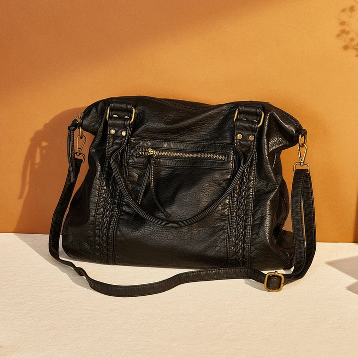 Sac de cours vintage femme synthétique, avec bandoulière et grand espace, idéal pour l'université.
