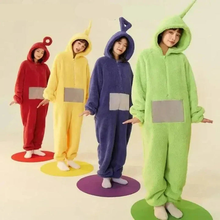 Déguisement pyjama Teletubbies, costume kigurumi unisexe doux et confortable pour enfants et adultes, soirée déguisée.