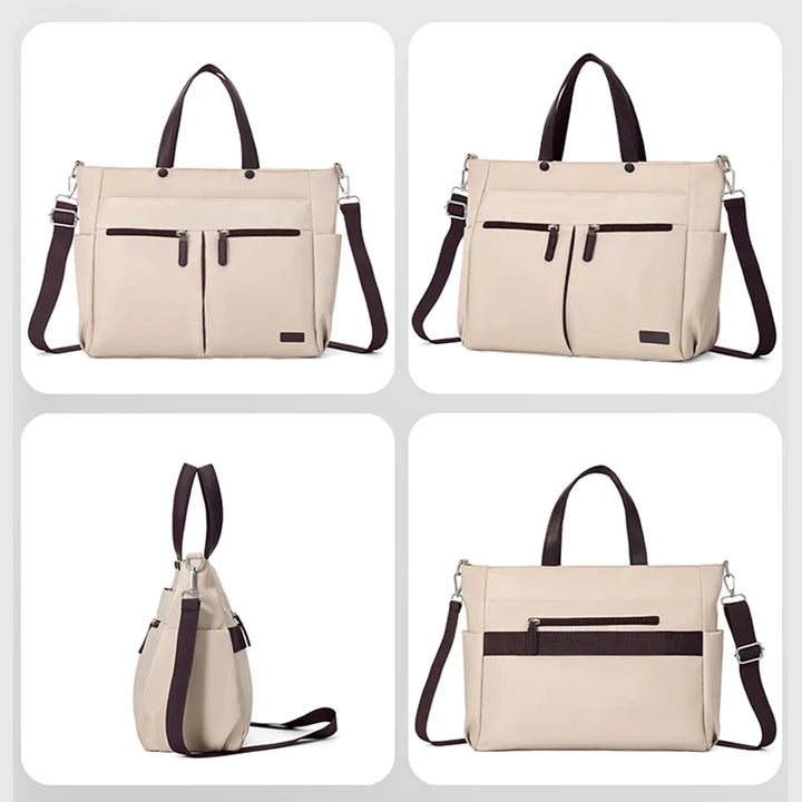 Sac à bandoulière en toile canvas pour femme, grande capacité, parfait pour les cours ou les voyages.