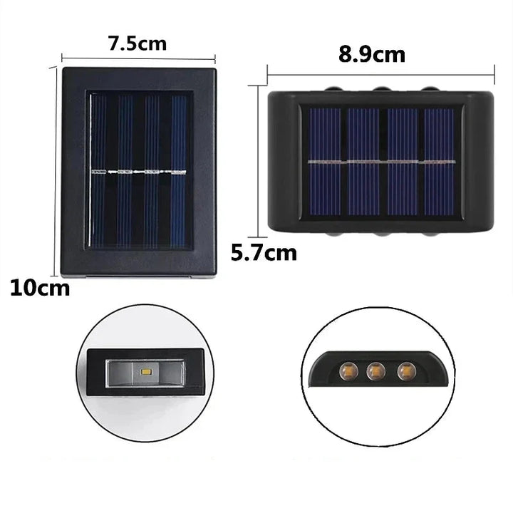 Applique murale solaire LED bidirectionnelle, économisez de l'énergie avec cet éclairage extérieur autonome et stylé.