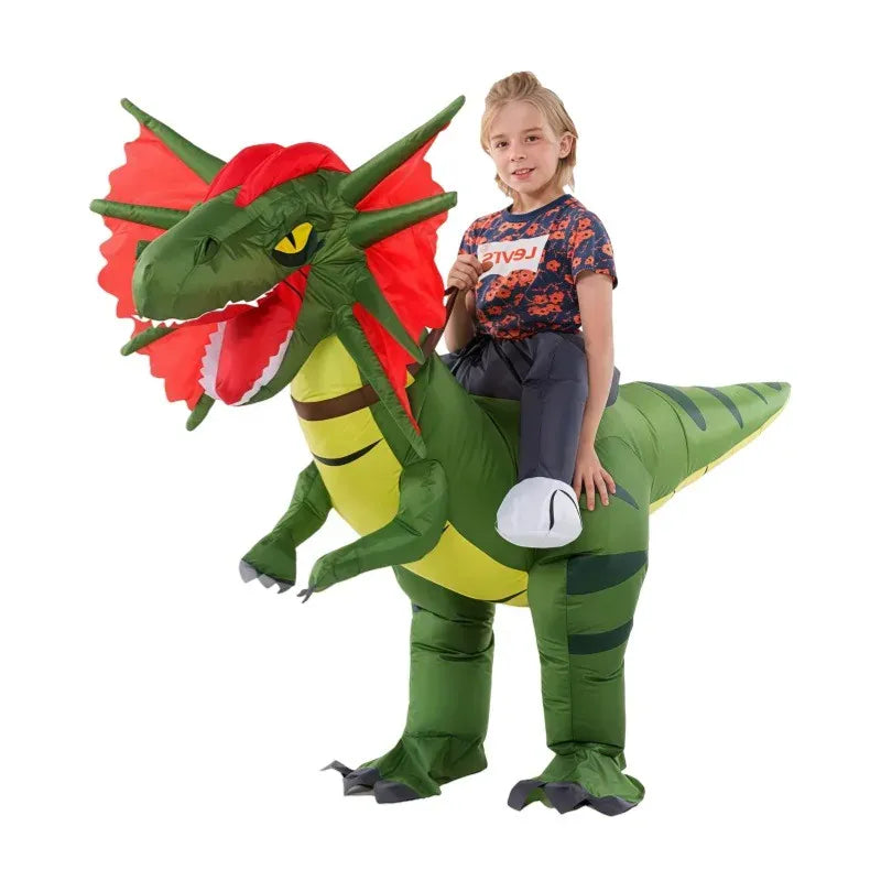 Costume gonflable Triceratops adulte/enfant pour fête déguisée, carnaval ou Halloween. Déguisement dinosaure humoristique.