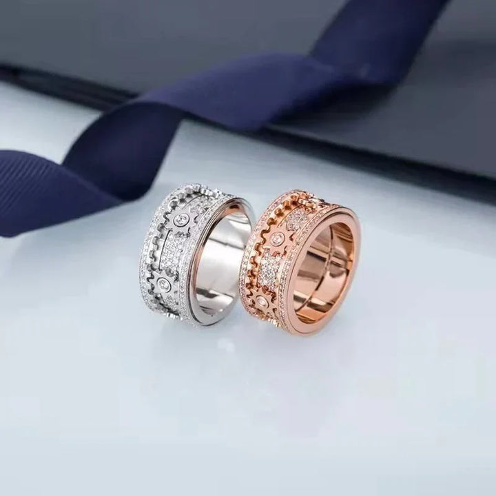 Élégante bague anti-stress pour femme, tournante en or rose. Bijou relaxation tendance.