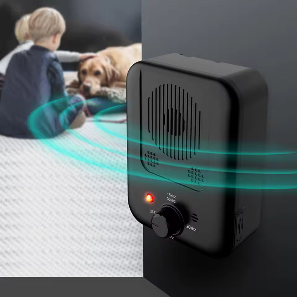 Dispositif automatique anti-aboiement à ultrasons pour dresser les chiens, intérieur/extérieur.