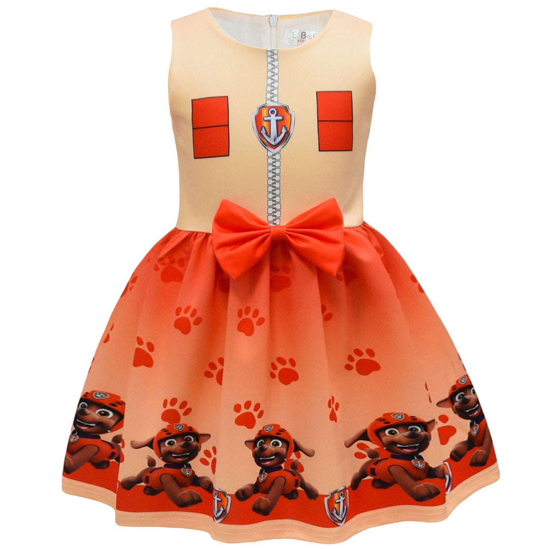 Déguisement enfant Pat Patrouille avec robe imprimée, cape détachable et masque de chiot.