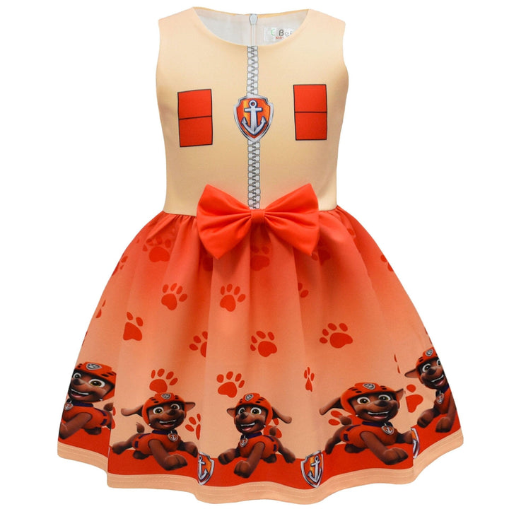 Déguisement enfant Pat Patrouille avec robe imprimée, cape détachable et masque de chiot.