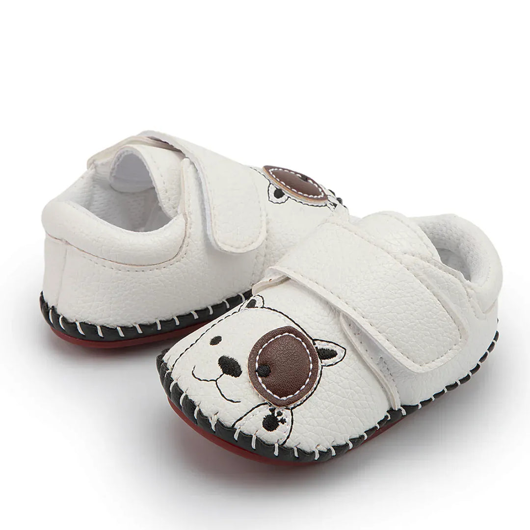 Chaussures d'été bébé unisexes en cuir souple antidérapant, parfaites pour les premiers pas, avec motifs animaux.