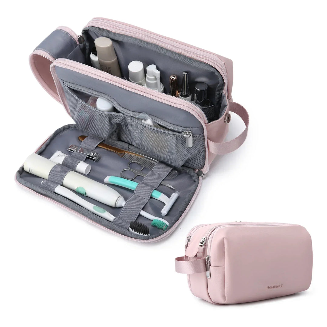 Trousse de toilette de voyage compacte et imperméable unisexe pour une organisation optimale.