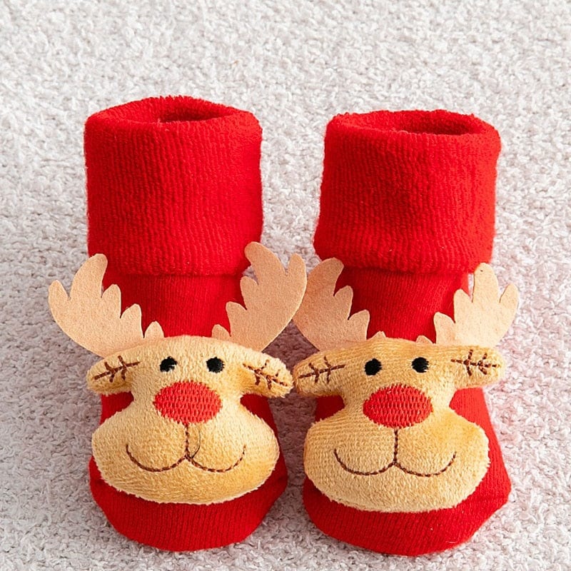 Chaussons tout-petit antidérapants de Noël, sécurité des premiers pas des bébés garçons et filles.