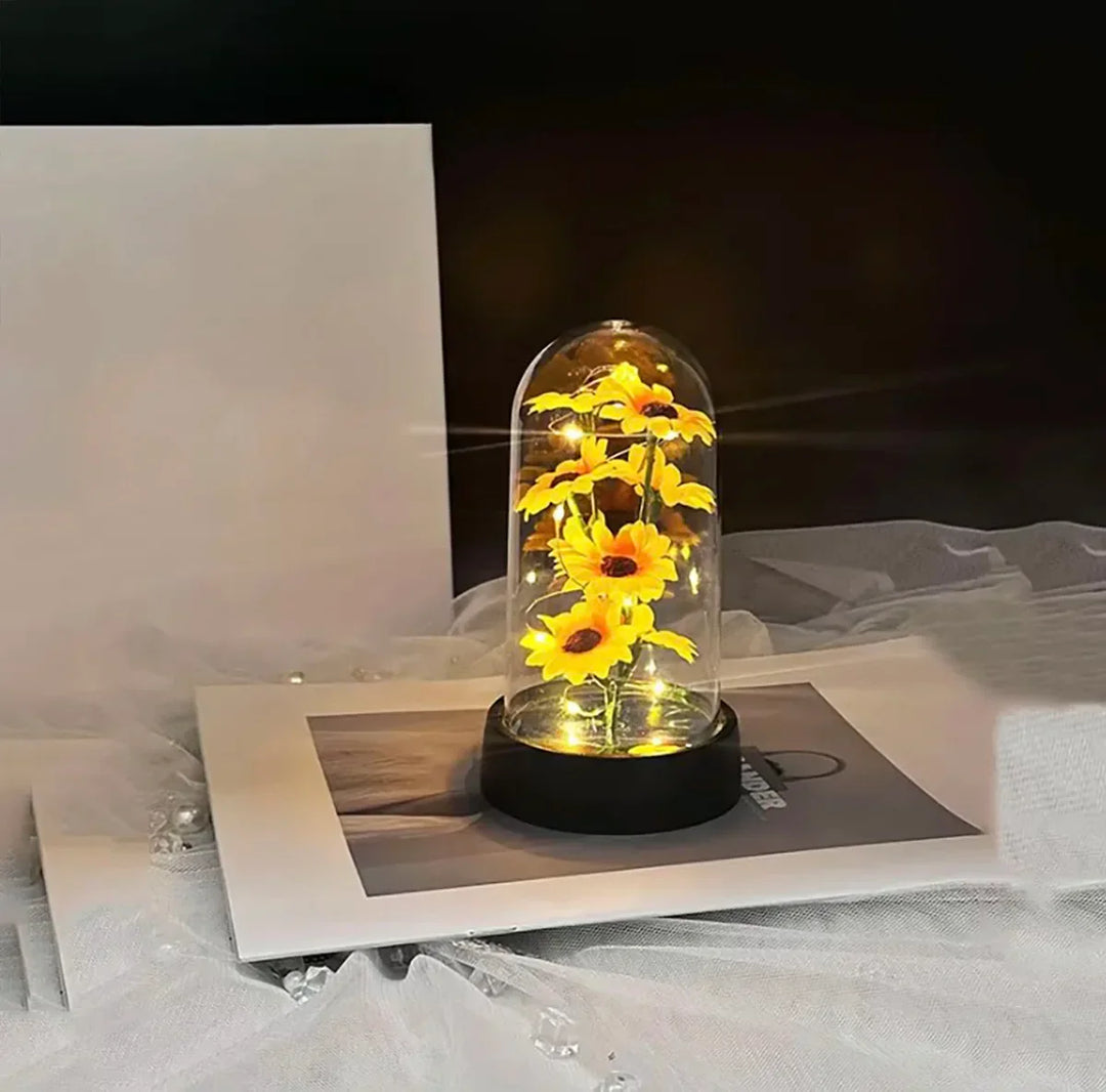 Coffret cadeau tournesol durable, parfait pour la décoration intérieure. Un présent symbolique pour toute occasion spéciale.