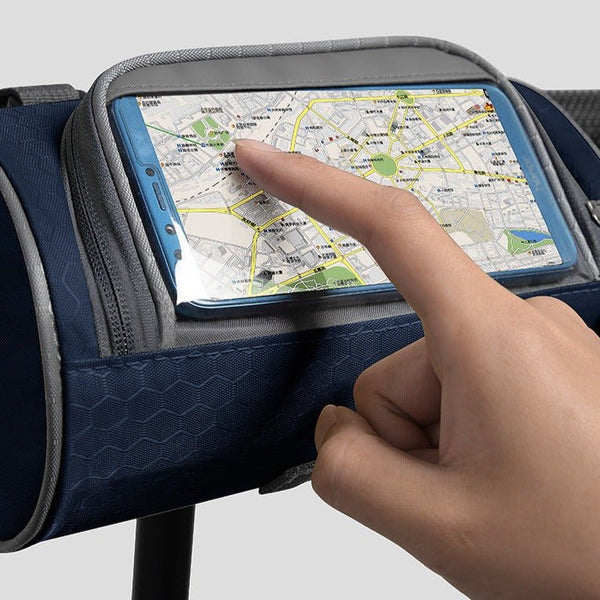 Sacoche de guidon vélo étanche pour téléphone portable, écran tactile clair pour navigation GPS.