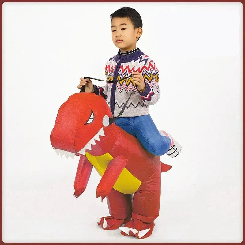 Déguisement T-Rex gonflable pour enfant, en polyester robuste, parfait pour des heures de jeu.