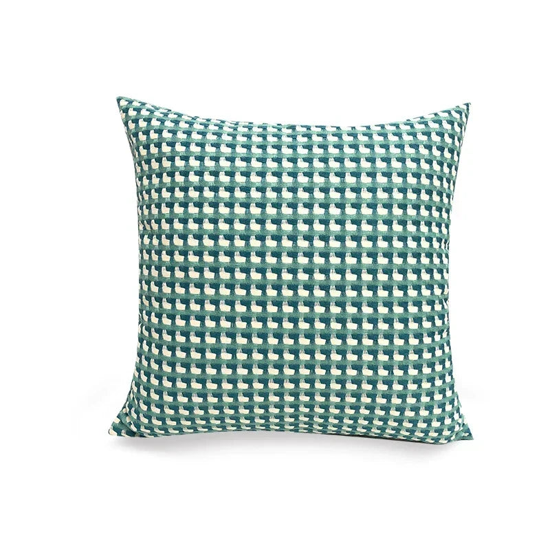 Coussin décoratif carré 45x45 cm, design géométrique vibrant pour canapé.