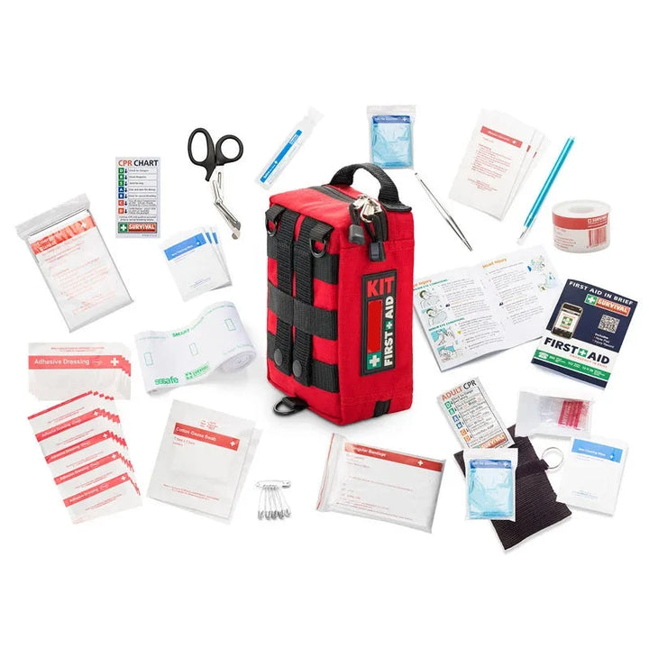 Trousse de secours de voyage étanche, sécurité garantie pour randonnée, camping et aventures en nature.