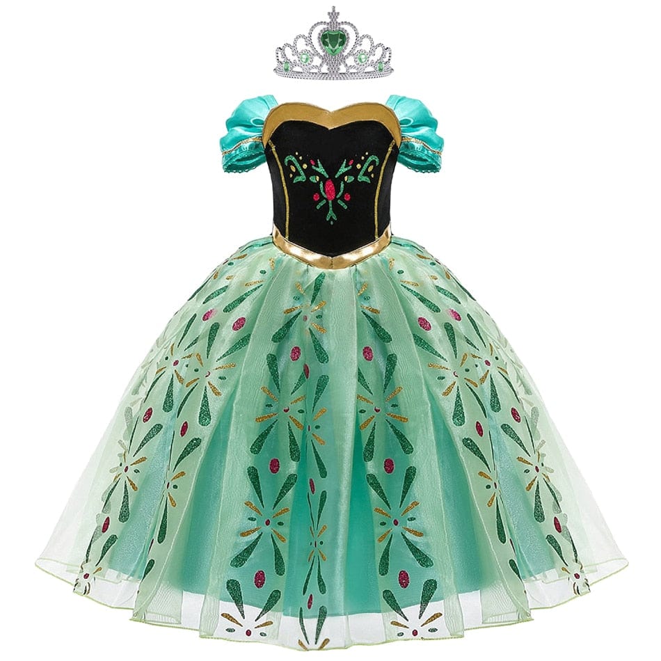 Déguisement Princesse Anna Reine des Neiges pour fille, robe élégante pour fête, carnaval, anniversaire enfant.