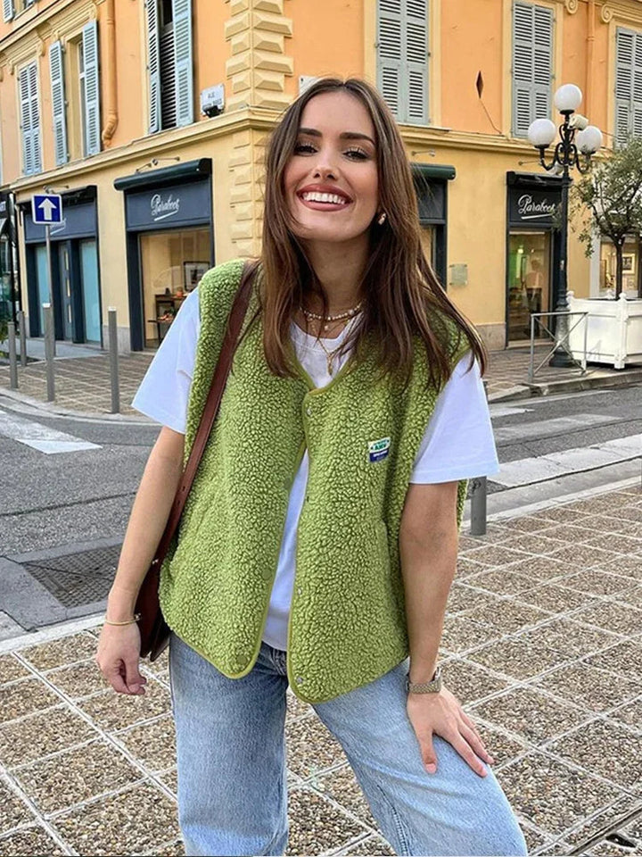 Gilet chaud et confortable en laine pour femmes, col en V élégant, idéal pour superposition printemps/hiver.