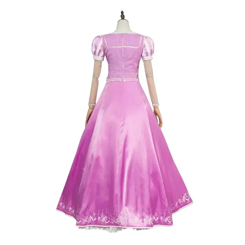 Costume complet Princesse Raiponce violette pour femme, robe de conte de fées, idéal pour cosplay et Halloween.