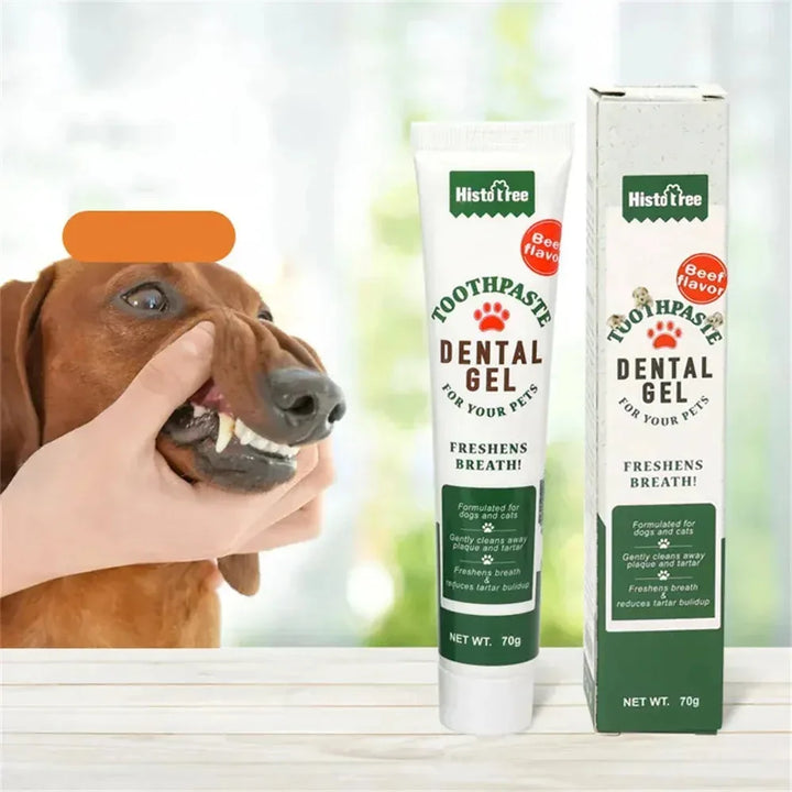Dentifrice spécifiquement formulé pour le soin dentaire des chiens, prévenant tartre et plaque dentaire.