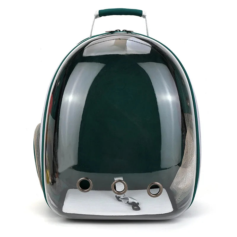Sac de transport PetRoyale pour chat. Design transparent "bulle" offrant confort et sécurité anti-évasion.