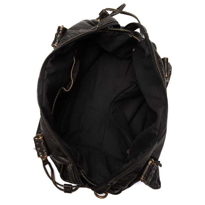 Sac à main rétro noir femme, organisateur spacieux pour le quotidien et le bureau. Accessoire mode.