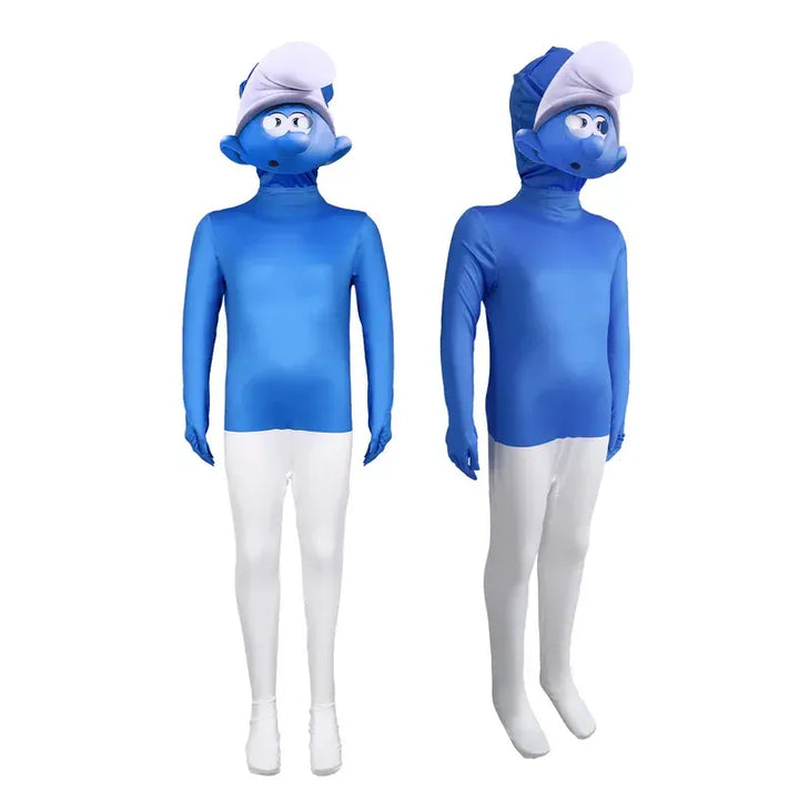 Déguisement Schtroumpf bleu unisexe complet pour enfants et adultes. Idéal pour fêtes, carnaval ou Halloween.