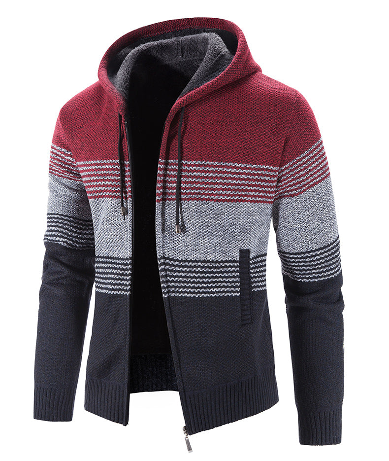 Sweat à capuche homme rayé confortable. Style décontracté moderne, idéal pour l'automne. Mode homme.
