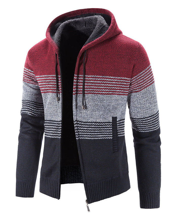 Sweat à capuche homme rayé confortable. Style décontracté moderne, idéal pour l'automne. Mode homme.