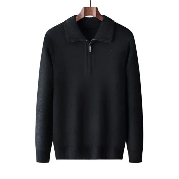 Chandail homme décontracté avec col demi-zip. Vêtement d'hiver chaud et stylé pour toute occasion.