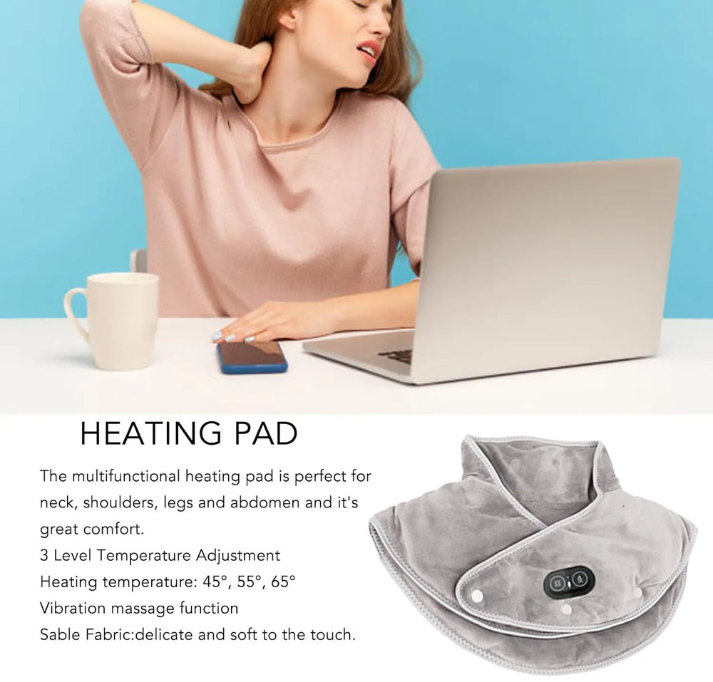 Vue de face du coussin chauffant massant ergonomique pour le cou, offrant confort et relaxation immédiate.
