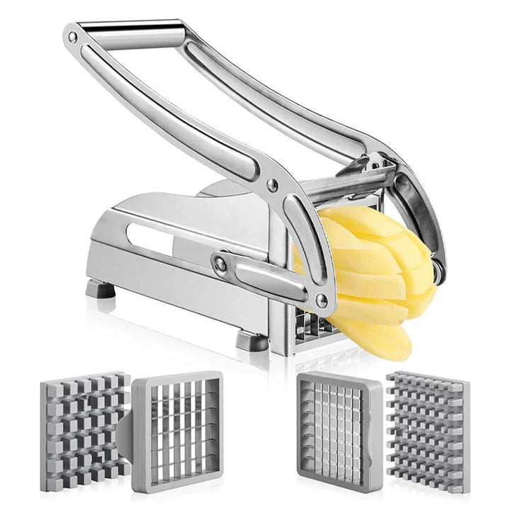 Coupe-pommes de terre et légumes GourmetSlice Elite en acier inoxydable pour frites maison parfaites et préparation rapide.