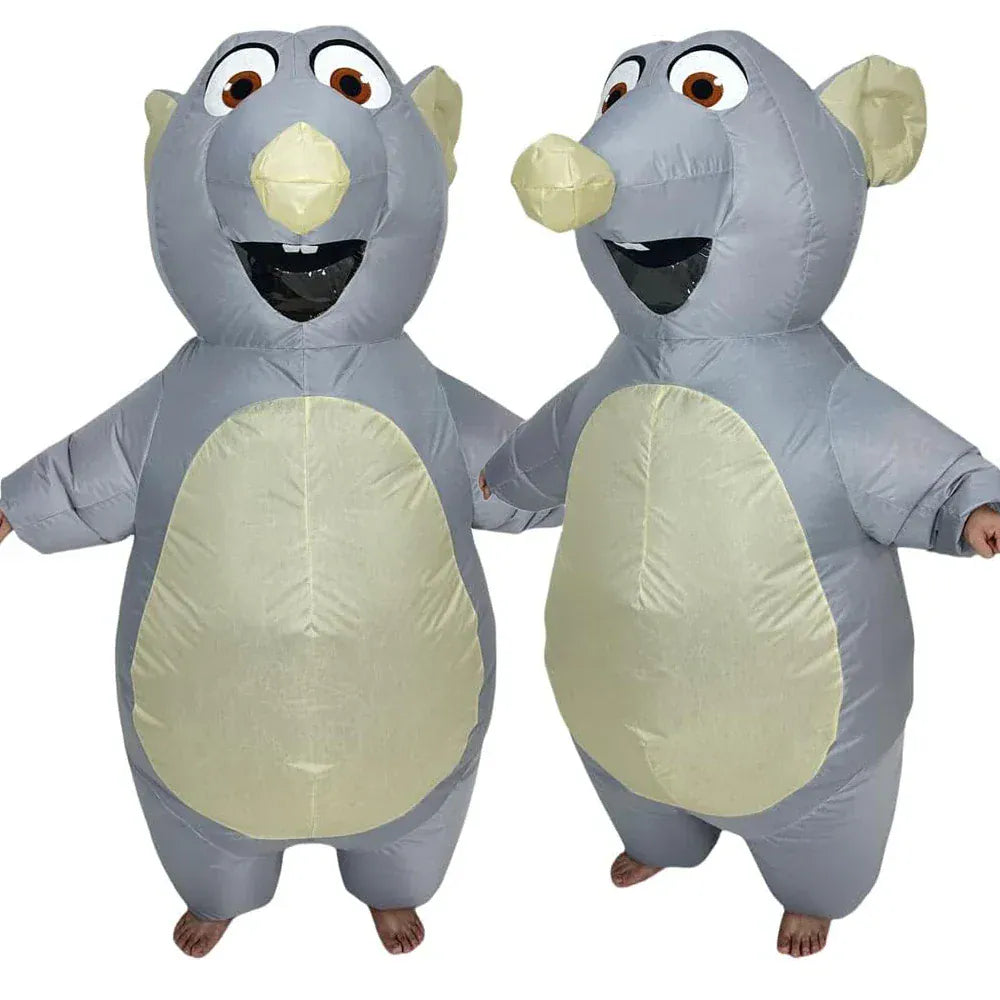Déguisement gonflable souris géante pour adulte, unisexe, idéal pour fêtes, carnaval, Halloween, événement humoristique.