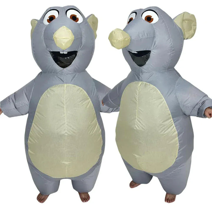 Déguisement gonflable souris géante pour adulte, unisexe, idéal pour fêtes, carnaval, Halloween, événement humoristique.