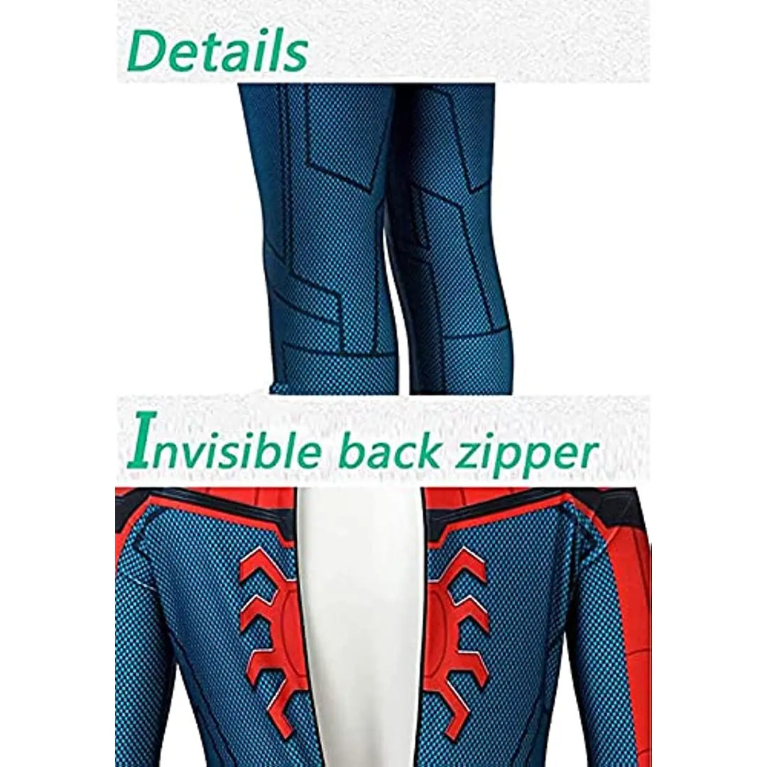 Masque emblématique et tenue rouge du costume Spider-Man pour enfants, idéal pour le cosplay et les jeux.