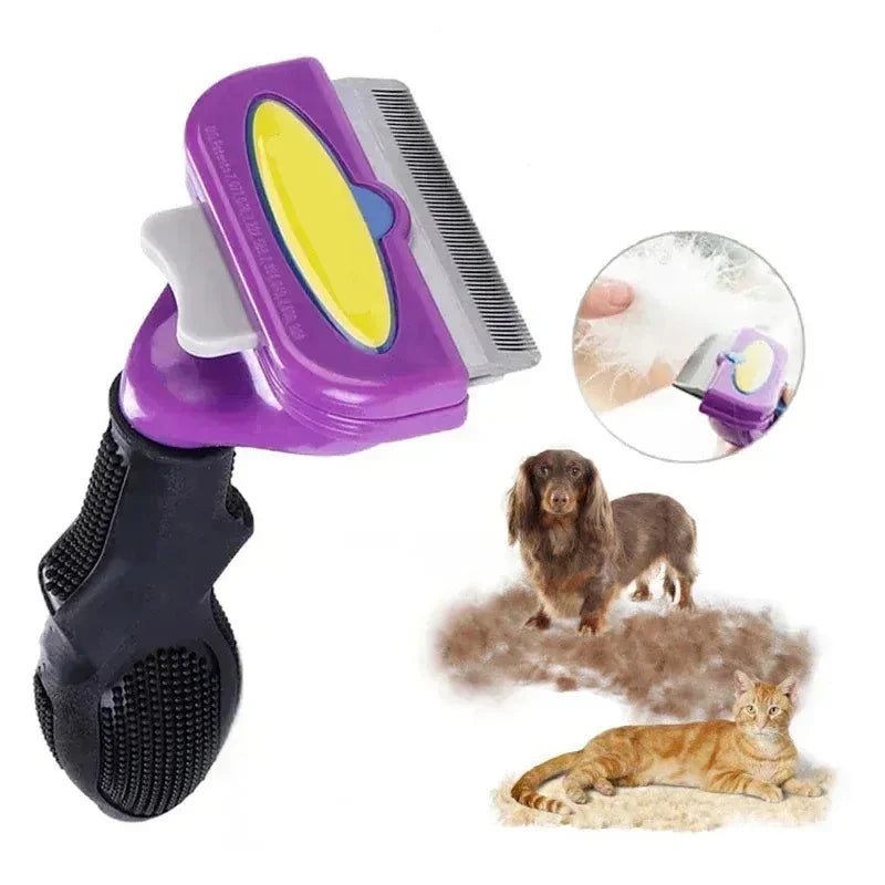 Brosse de toilettage ergonomique pour chien et chat, nettoie facilement les poils morts et sous-poil.